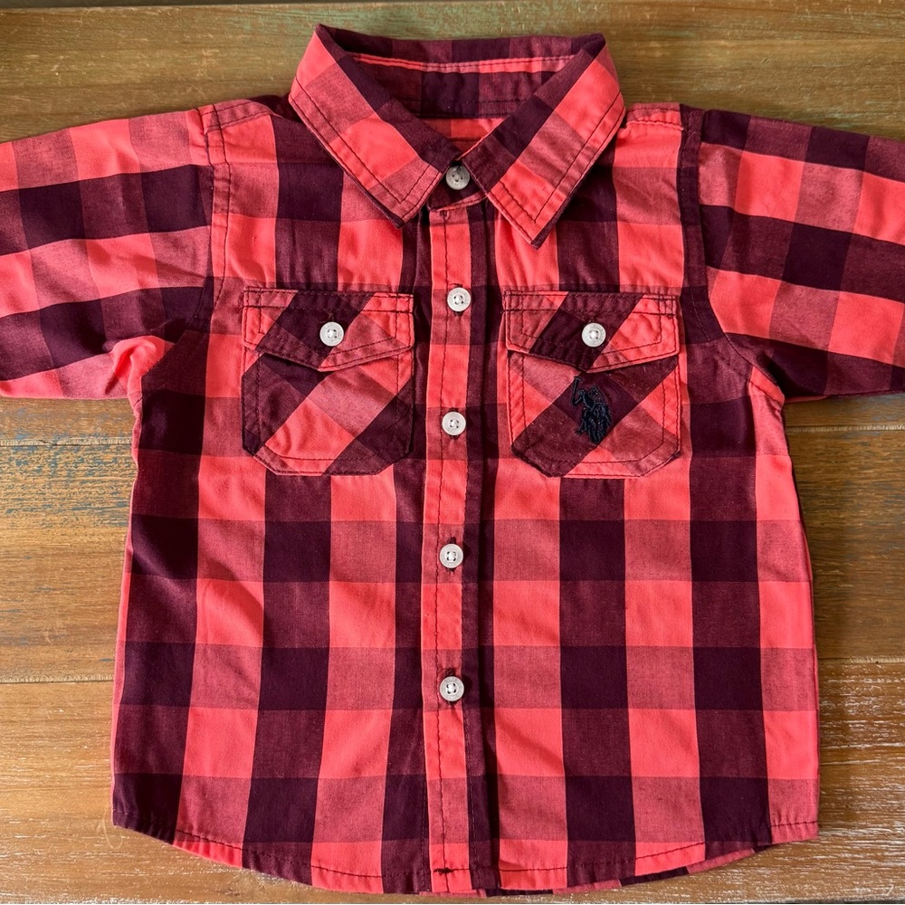 U.S. Polo Assn Toddler Short-Sleeve Button Down Shirt with Embroidered Logo